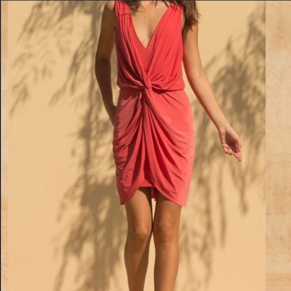 MISA Leza Gathered Sleeveless Crossover Dress Smal